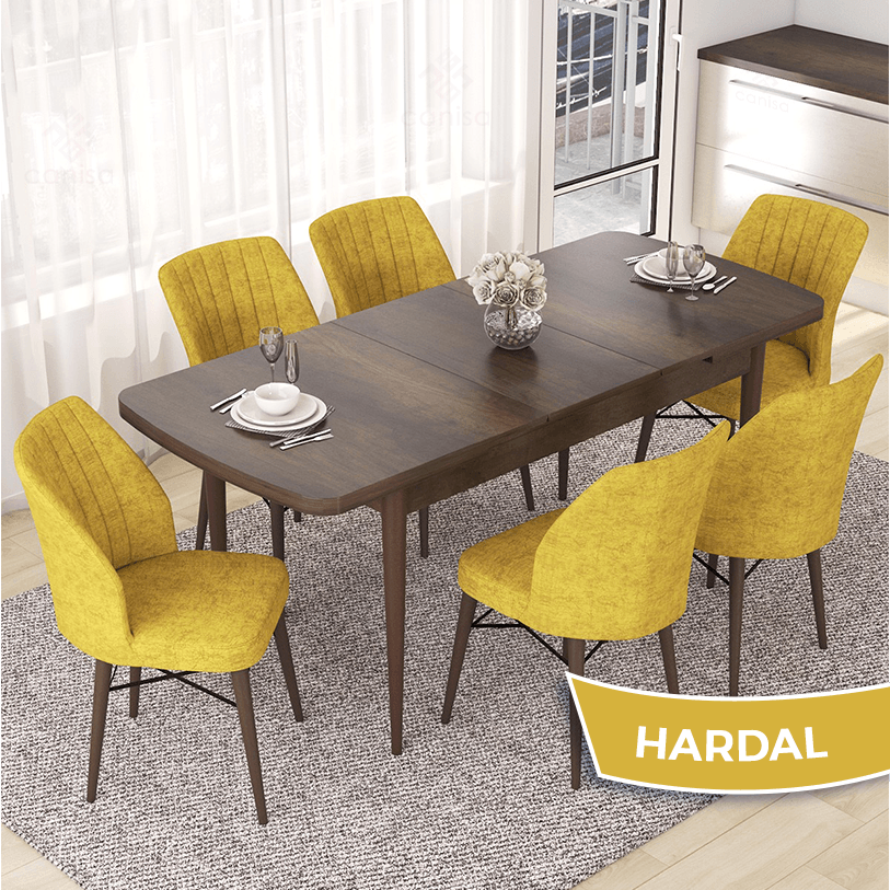 masa barok sandalyeler hardal sarısı