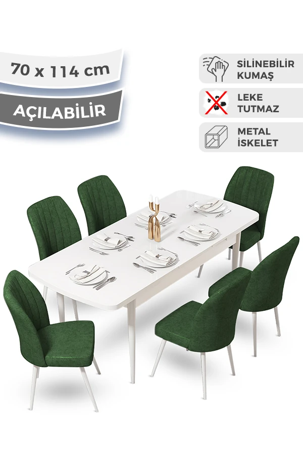 masa beyaz sandalyeler haki