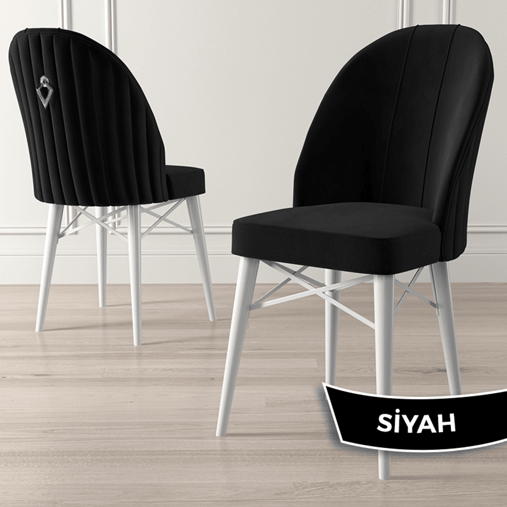 Roz Serisi 80x132 Açılabilir Mdf Gümüş Halka Beyaz Masa Takımı Ve 6 Sandalye