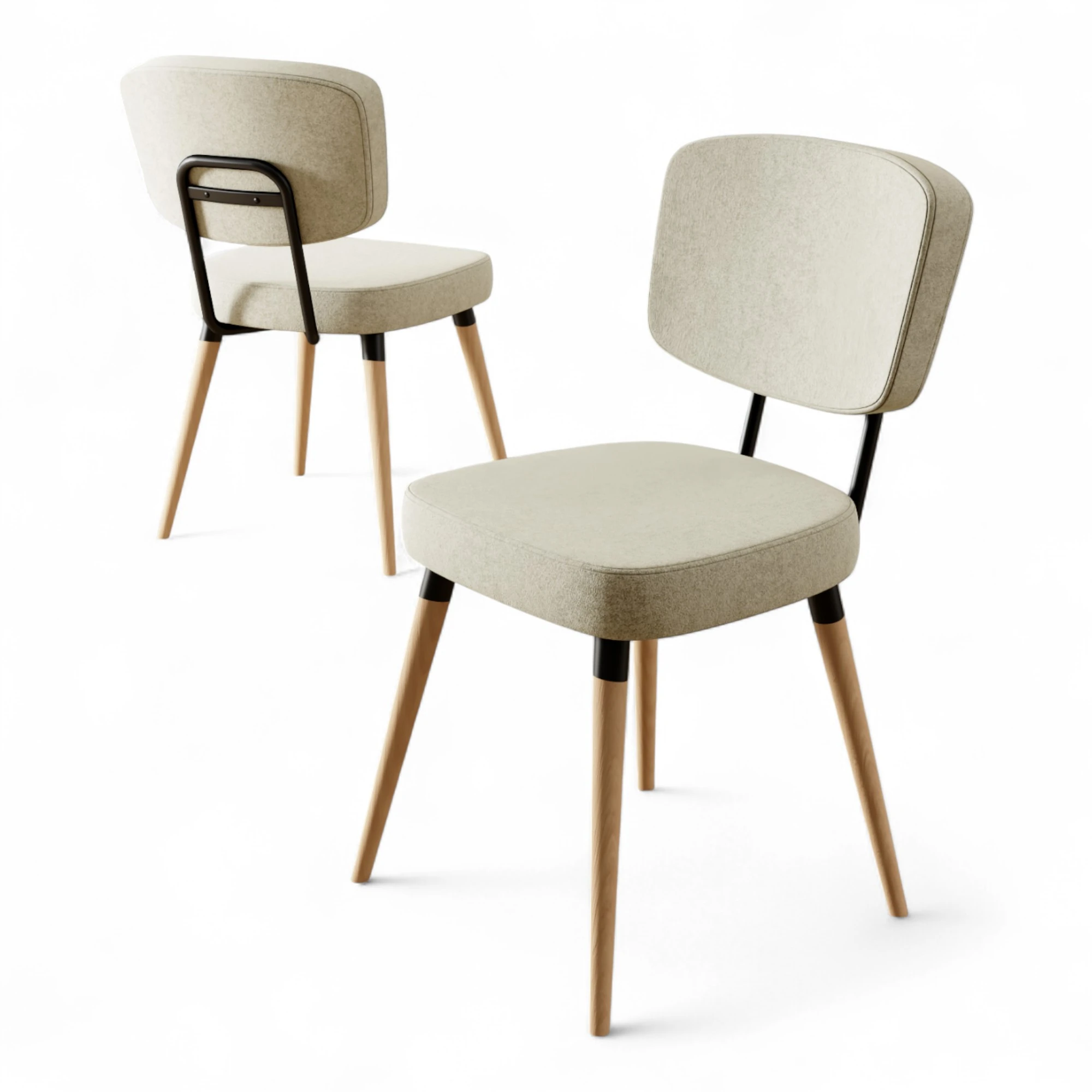 Nubba Serisi 2 adet Mutfak Sandalyesi Gürgen Doğal Ahşap Ayak Siyah Detay