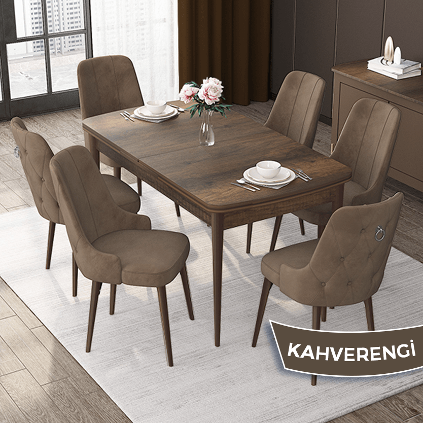 masa barok ahşap sandalyeler kahve