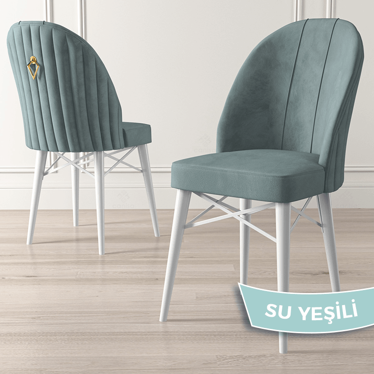 Roz Serisi 80x132 Mdf Açılabilir Gold Halka Krem Masa Takımı Ve 6 Sandalye