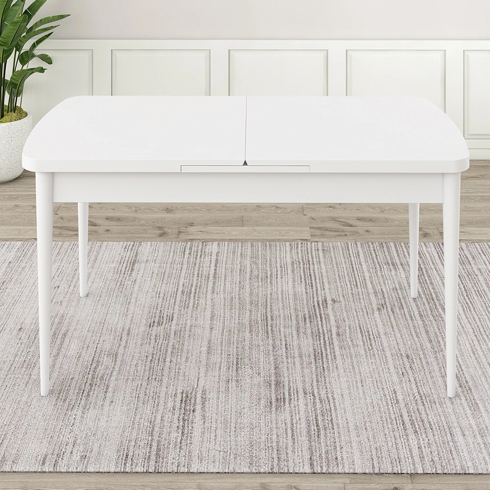 Rax Serisi 80x132 Açılabilir Beyaz Mutfak Masa Takımı ve 6 Sandalye