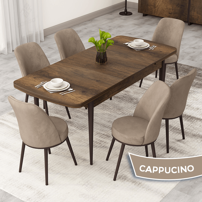 Masa Barok Ahşap Desen Sandalye Cappucino