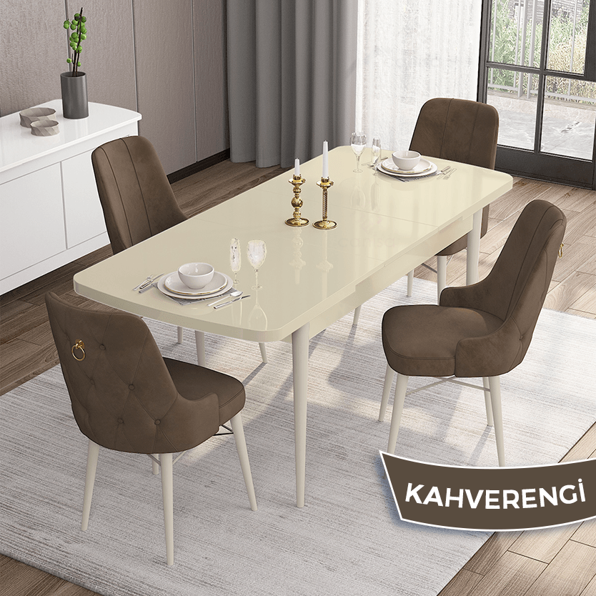masa krem sandalye kahverengi
