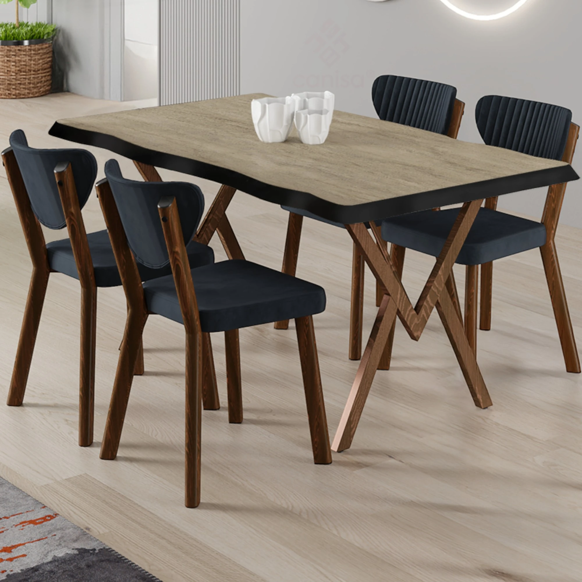 Traverten masa Antrasit Sandalye