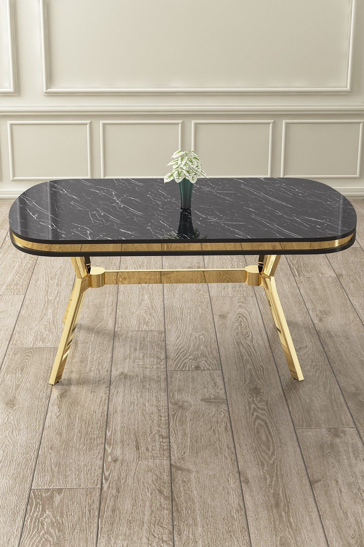 Jita Serisi 90x168 Lak Panel Sabit Masa Sonata Gold Kaplama Ayak