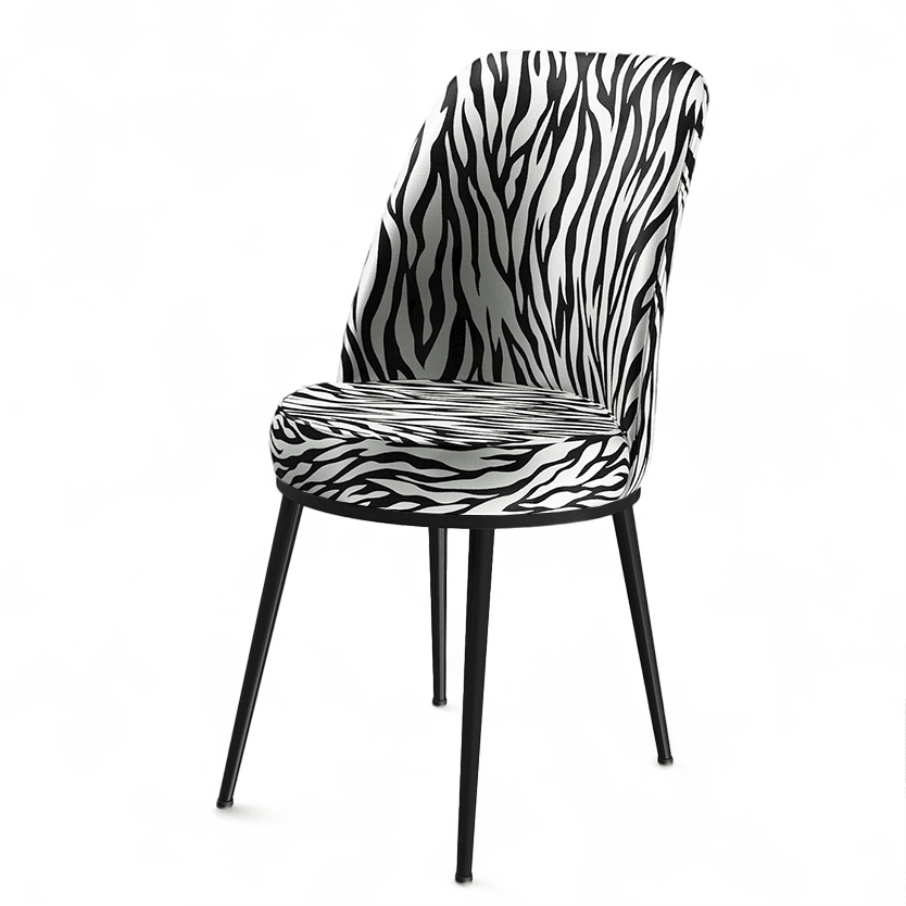Zebra Desen Sandalye Siyah Metal Ayak