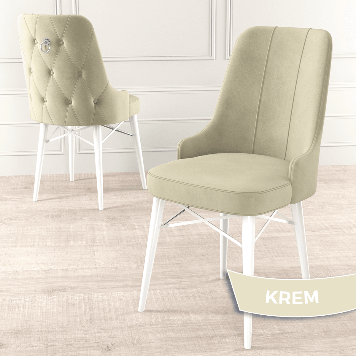Taç Serisi 80x132 Açılabilir Gümüş Halka Beyaz Masa Takımı 4 Sandalye ve 1 Bench