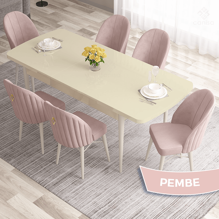 masa krem sandalye pembe