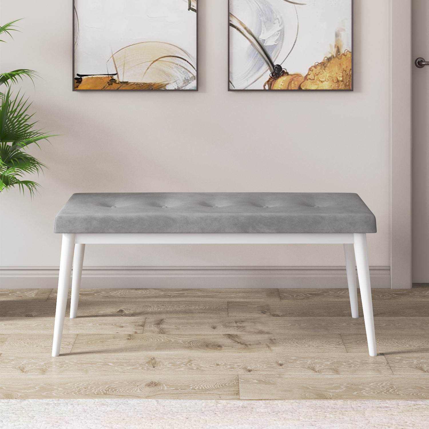 Roy Serisi 80x132 Mdf Açılabilir Beyaz Masa Takımı 4 Sandalye Ve 1 Bench