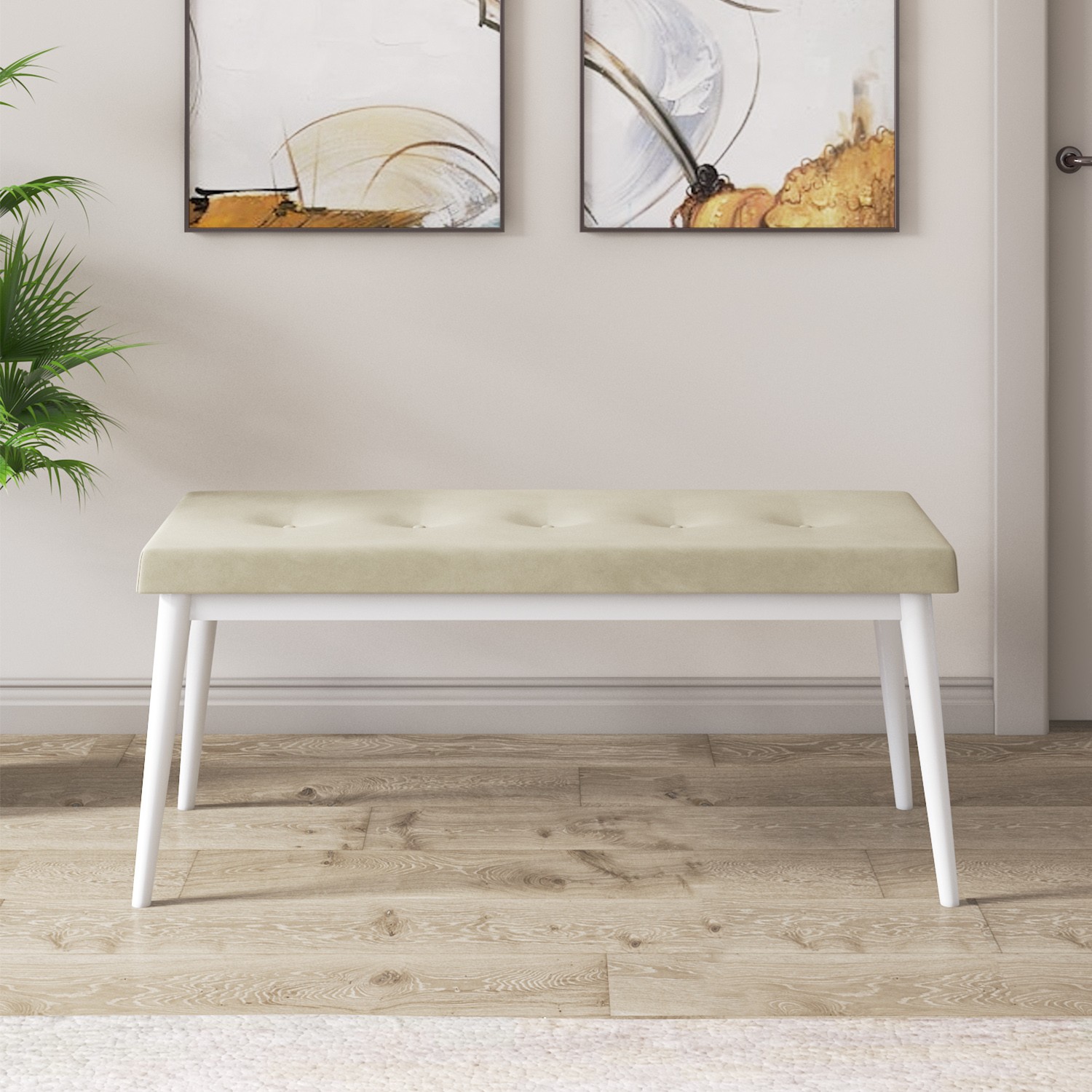 Taç Serisi 80x132 Açılabilir Gümüş Halka Beyaz Masa Takımı 4 Sandalye ve 1 Bench