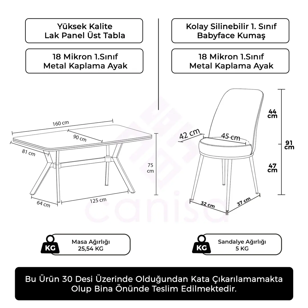 Lena Serisi 90x160 Lak Panel Antrasit İroni Gold Kaplama Ayaklı