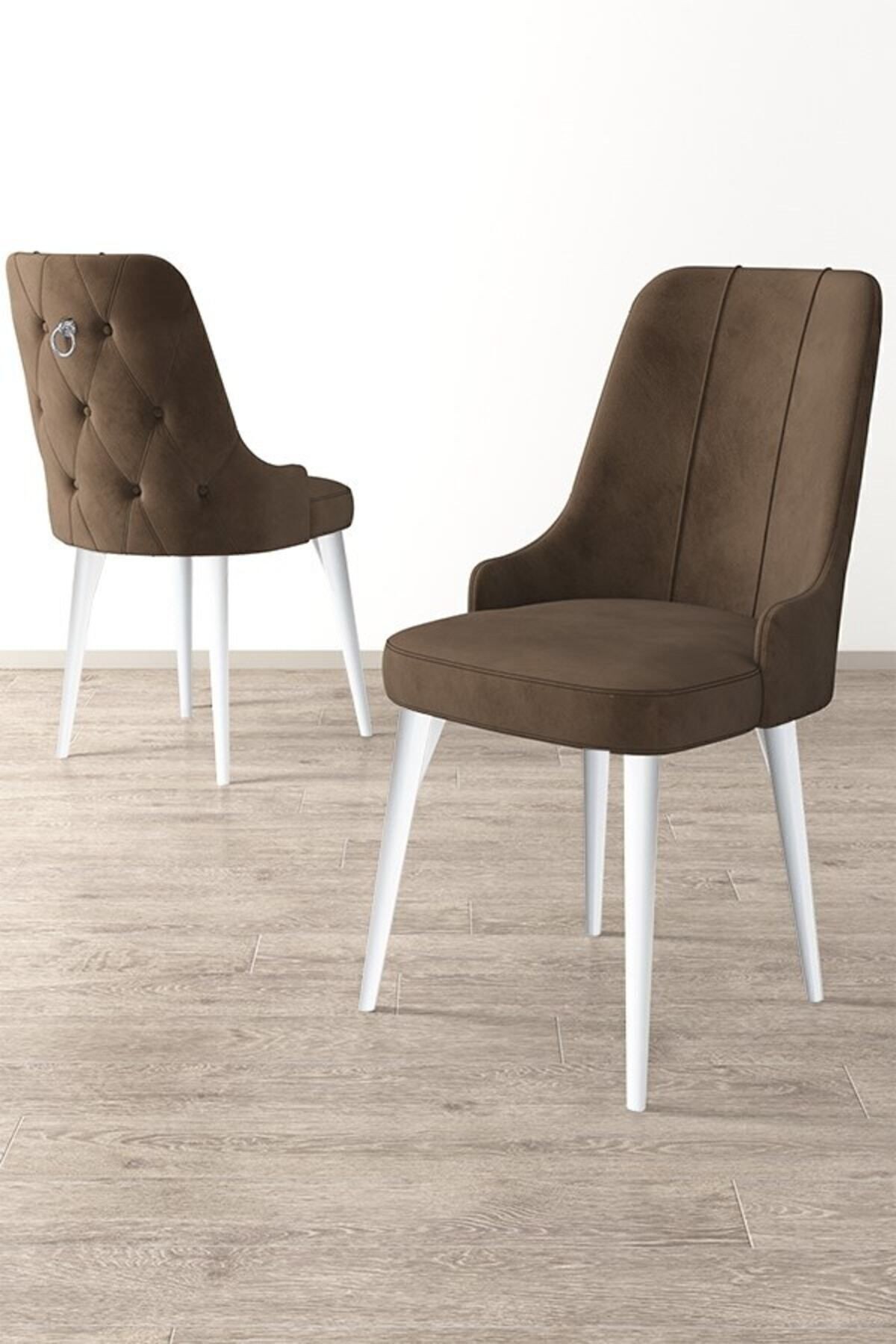 Nex Serisi 80x132 Mdf Açılabilir Gümüş Halka Beyaz Masa Takımı Ve 6 Sandalye