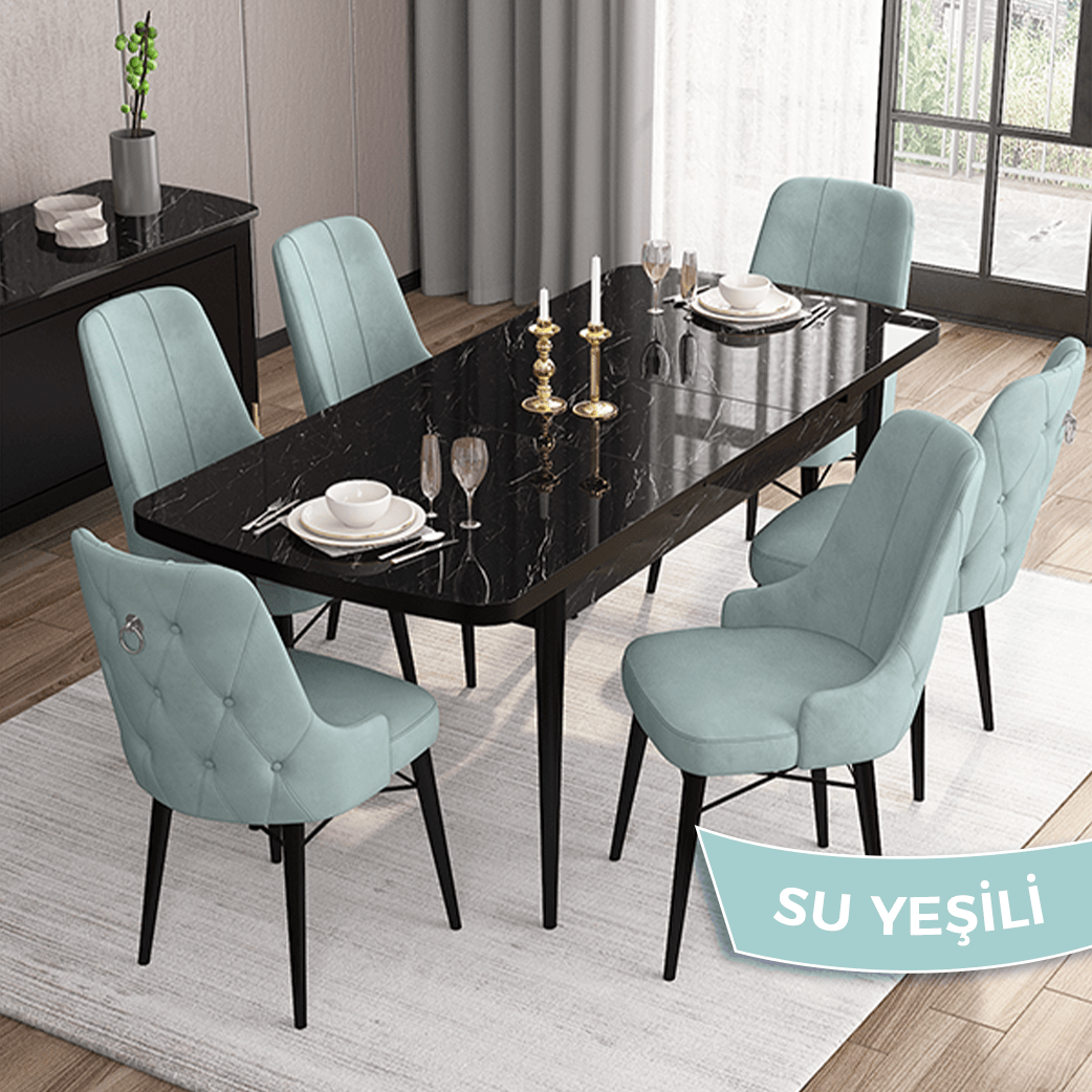su yeşil Sandalye barok ahşap desen masa