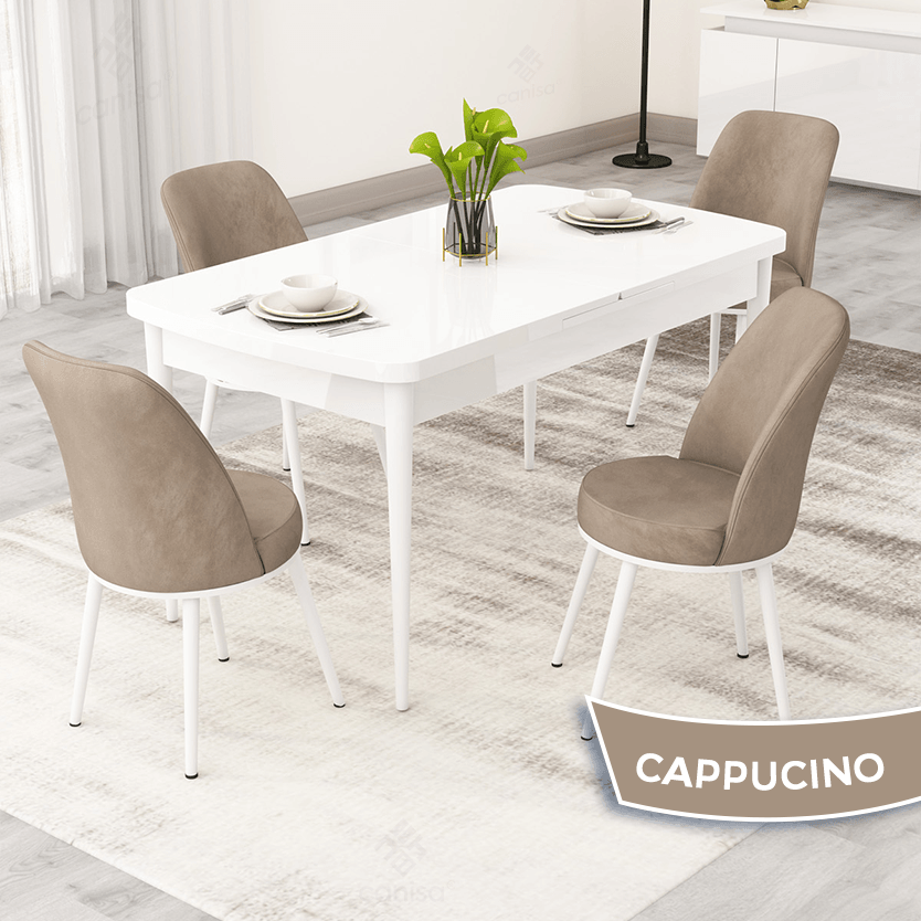 beyaz masa sandalye cappucino