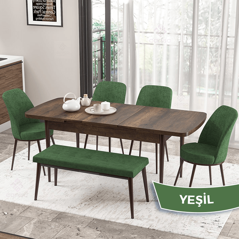 masa barok sandalye ve bench yeşi̇l