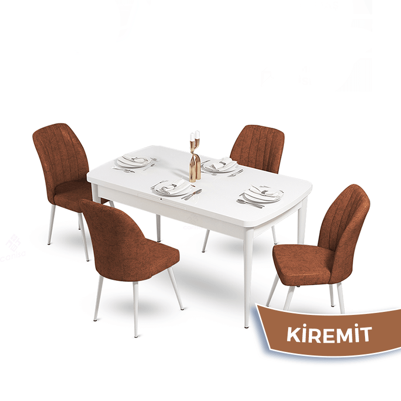 masa beyaz sandalyeler kiremit