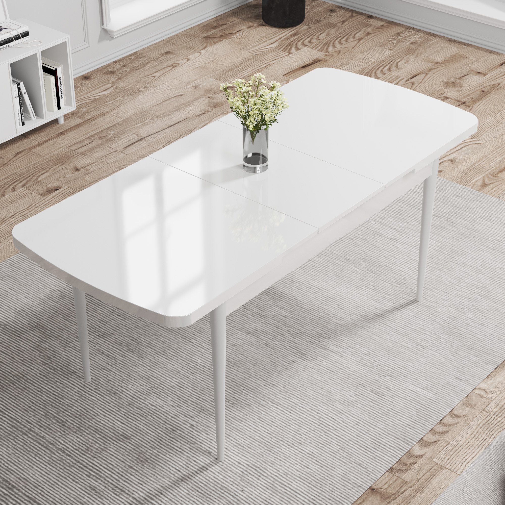 Rio Serisi 80x132 Mdf Açılabilir Beyaz Masa Takımı Ve 8 Sandalye