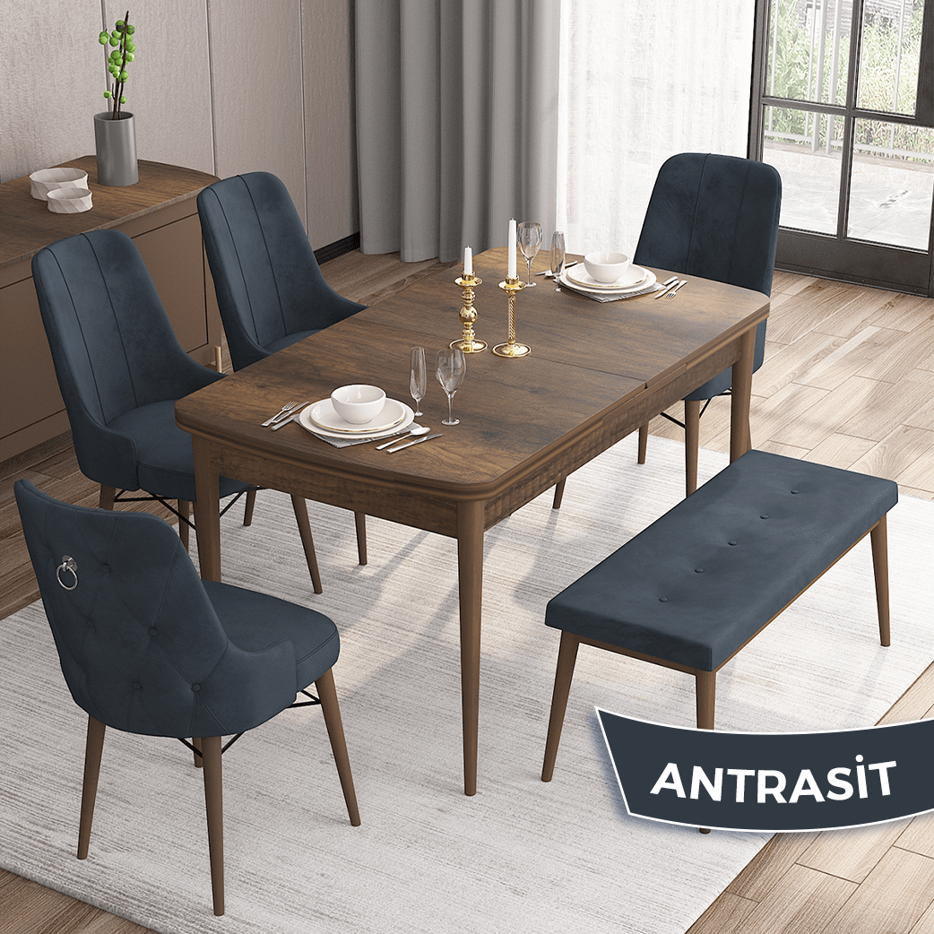 Antrasi̇t  Sandalye Barok Ahşap Desen Masa
