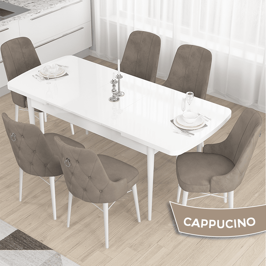 masa beyaz sandalyeler cappucıno