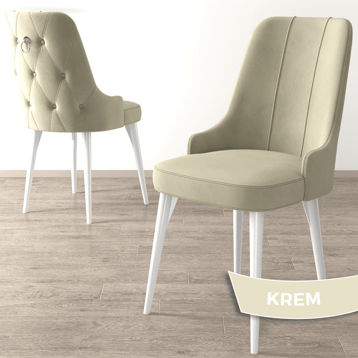 Noa Serisi 80x132 Mdf Açılabilir Gümüş Halka Beyaz Masa Takımı Ve 6 Sandalye