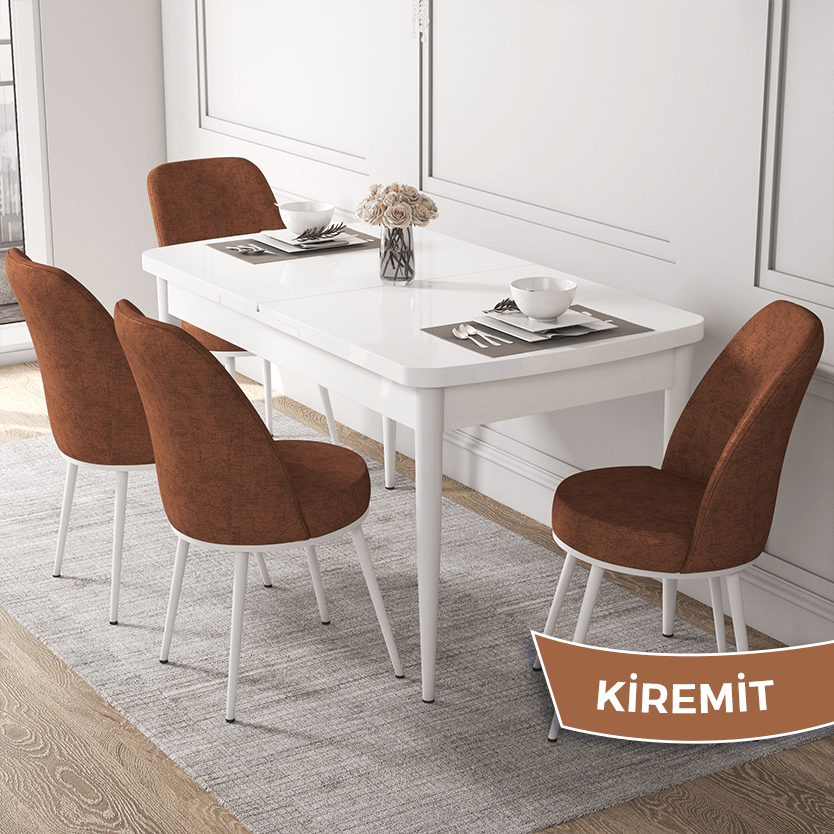 Beyaz Masa / Sandalye Kiremit