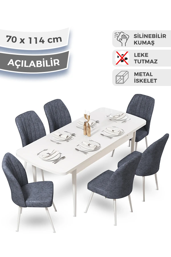 masa beyaz sandalyeler füme