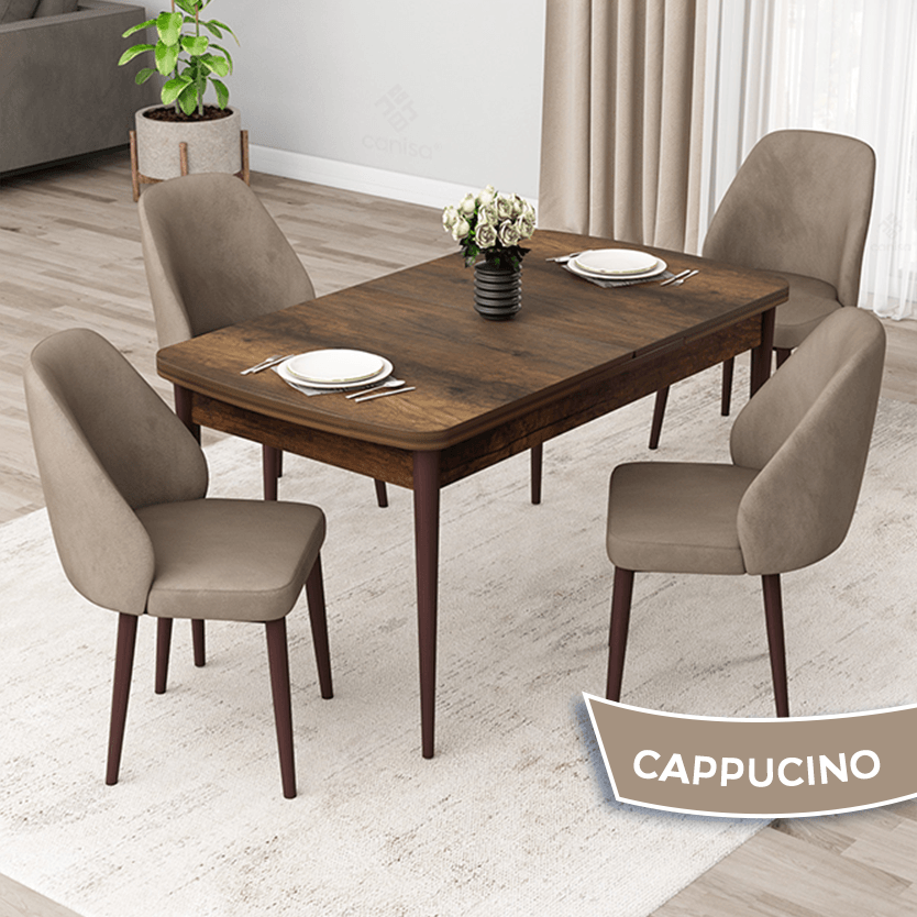 masa barok ahşap desen sandalyeler cappucino
