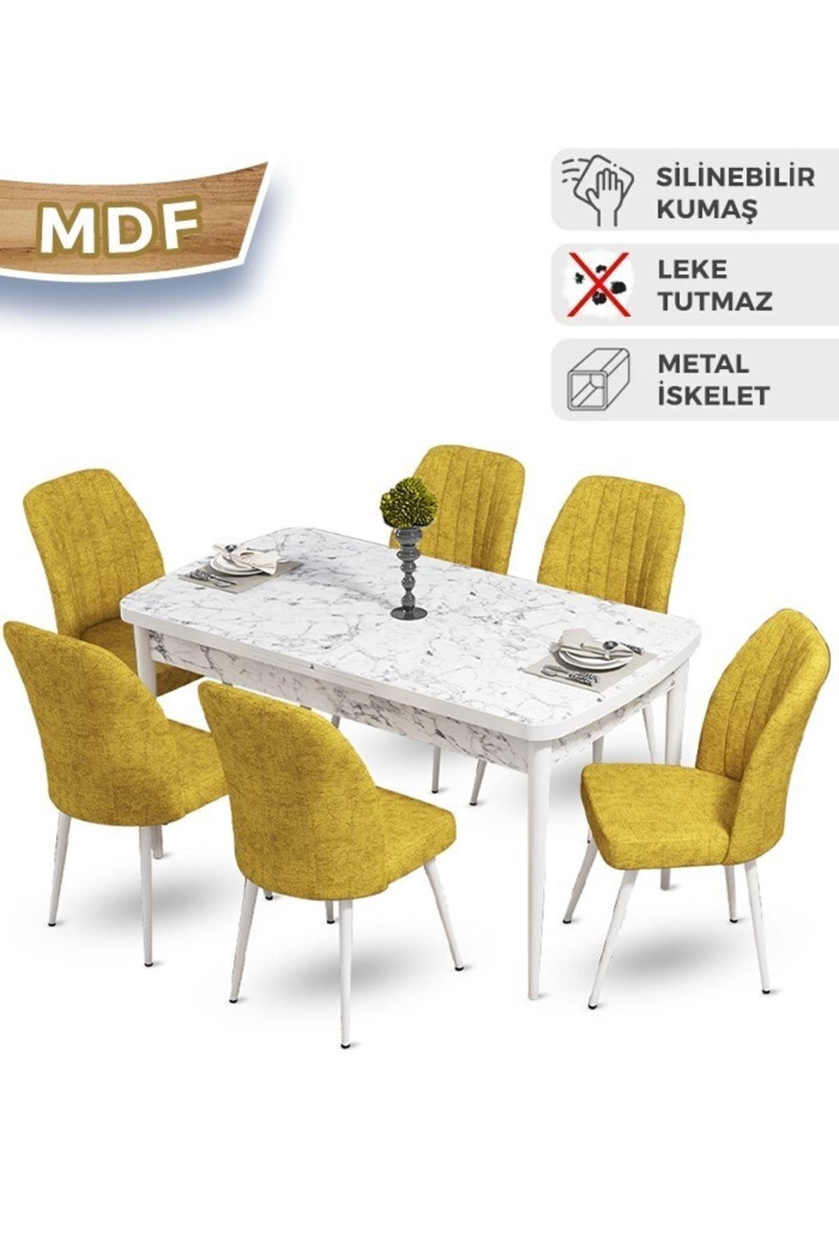 masa barok sandalyeler hardal sarısı