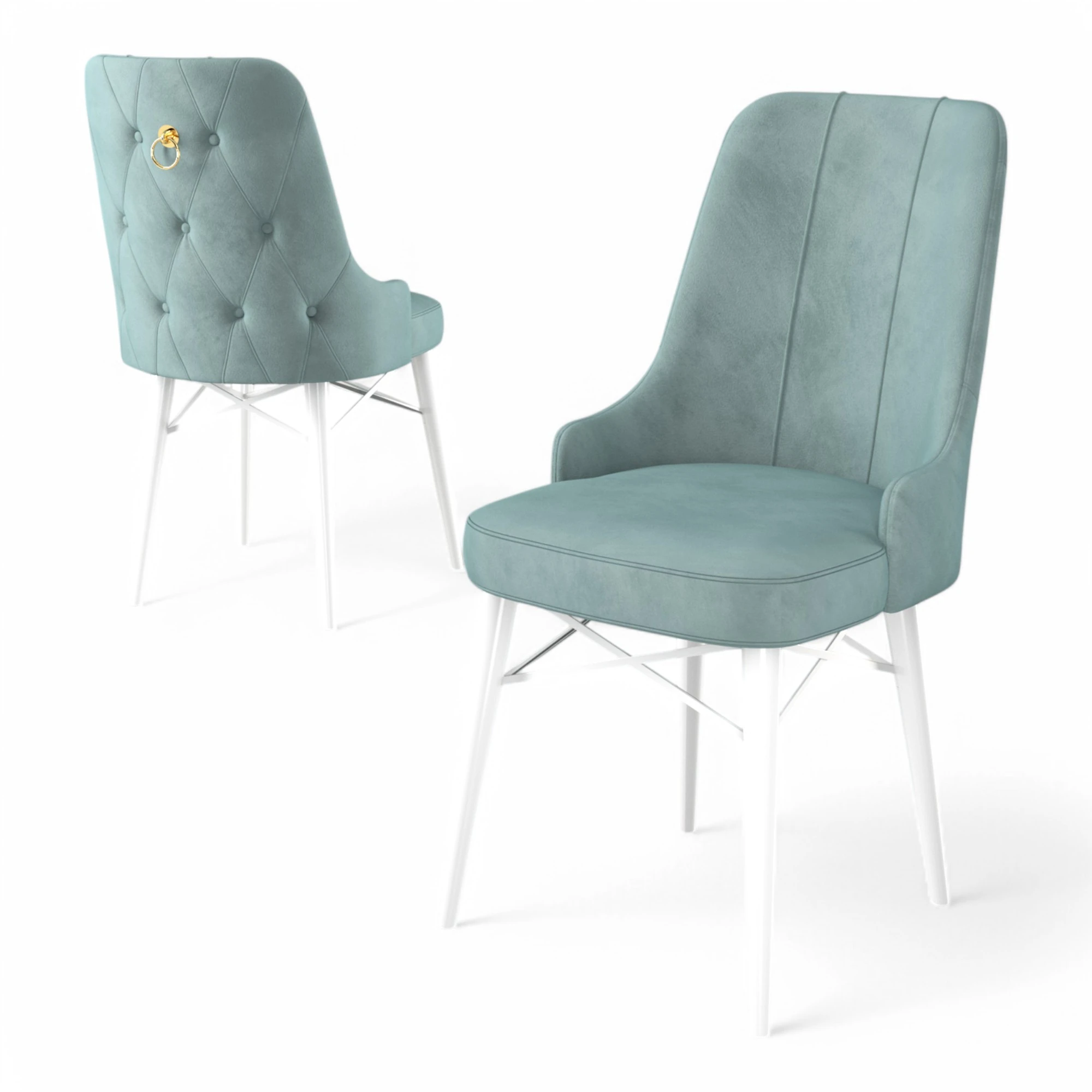 Su Yeşili Sandalye / Beyaz Ayak