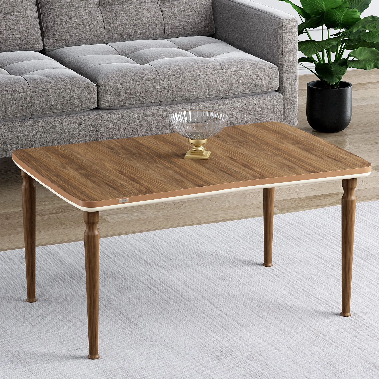 Erta Serisi Ceviz Renk MDF Orta Sehpa Ceviz Ayak