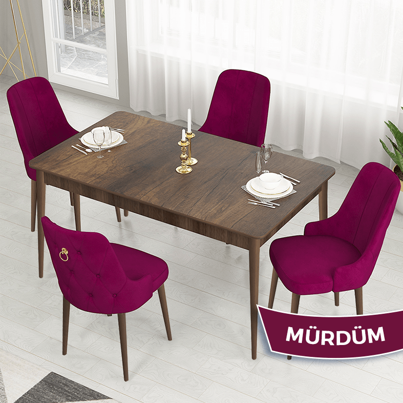 Mürdüm  Sandalye Barok Ahşap Desen Masa
