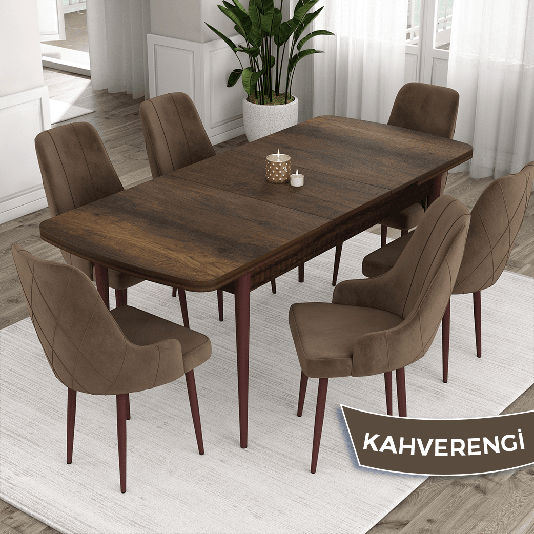 Sandalye Kahverengi Masa Barok Ahşap Desen