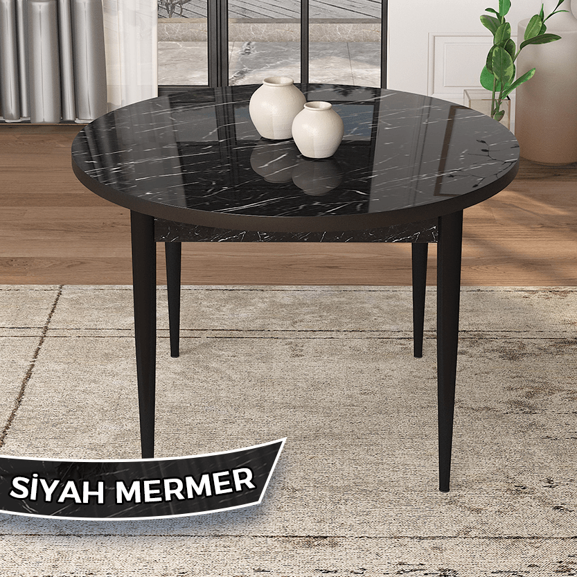 Masa Siyah Mermer Desen
