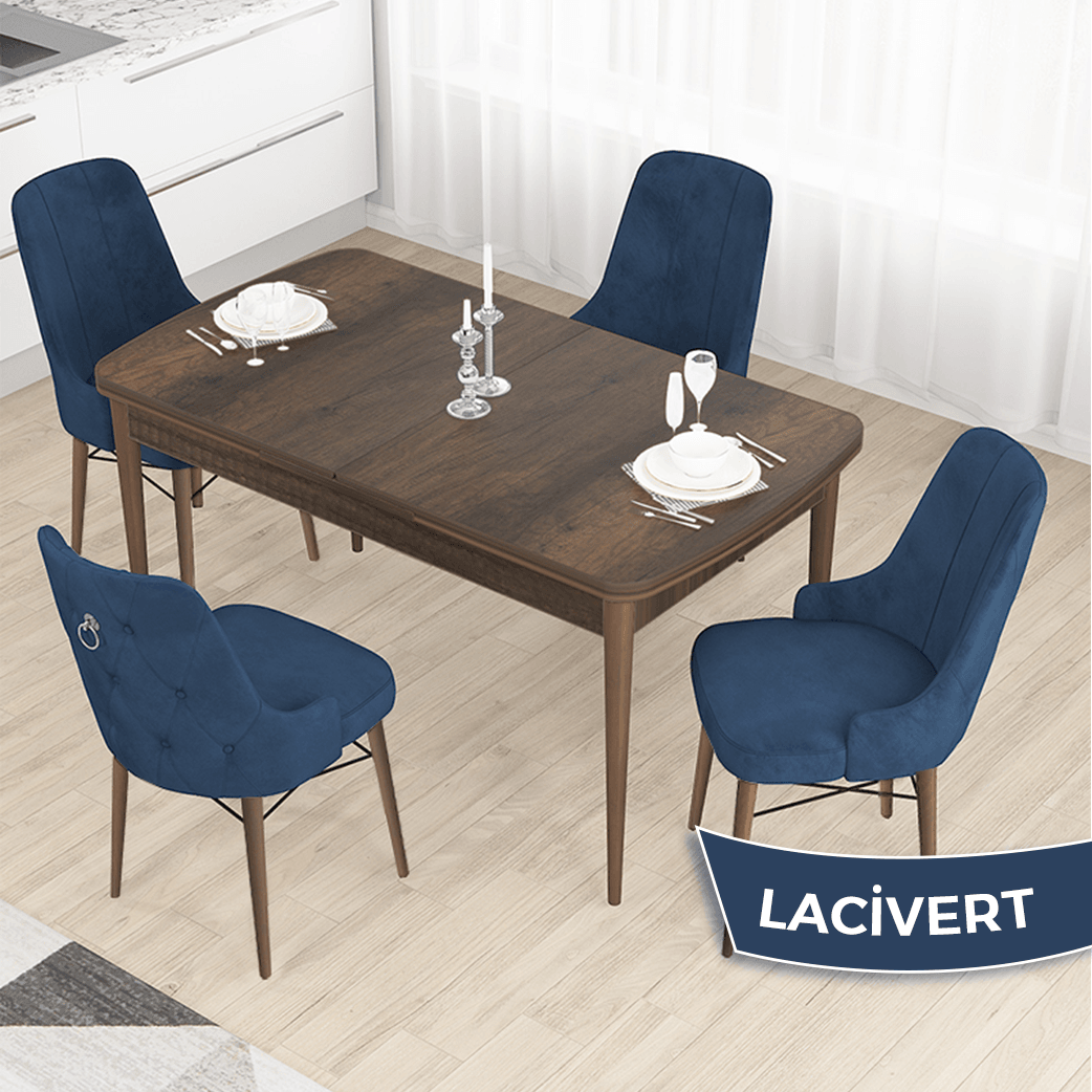 masa barok ahşap sandalyeler lacivert