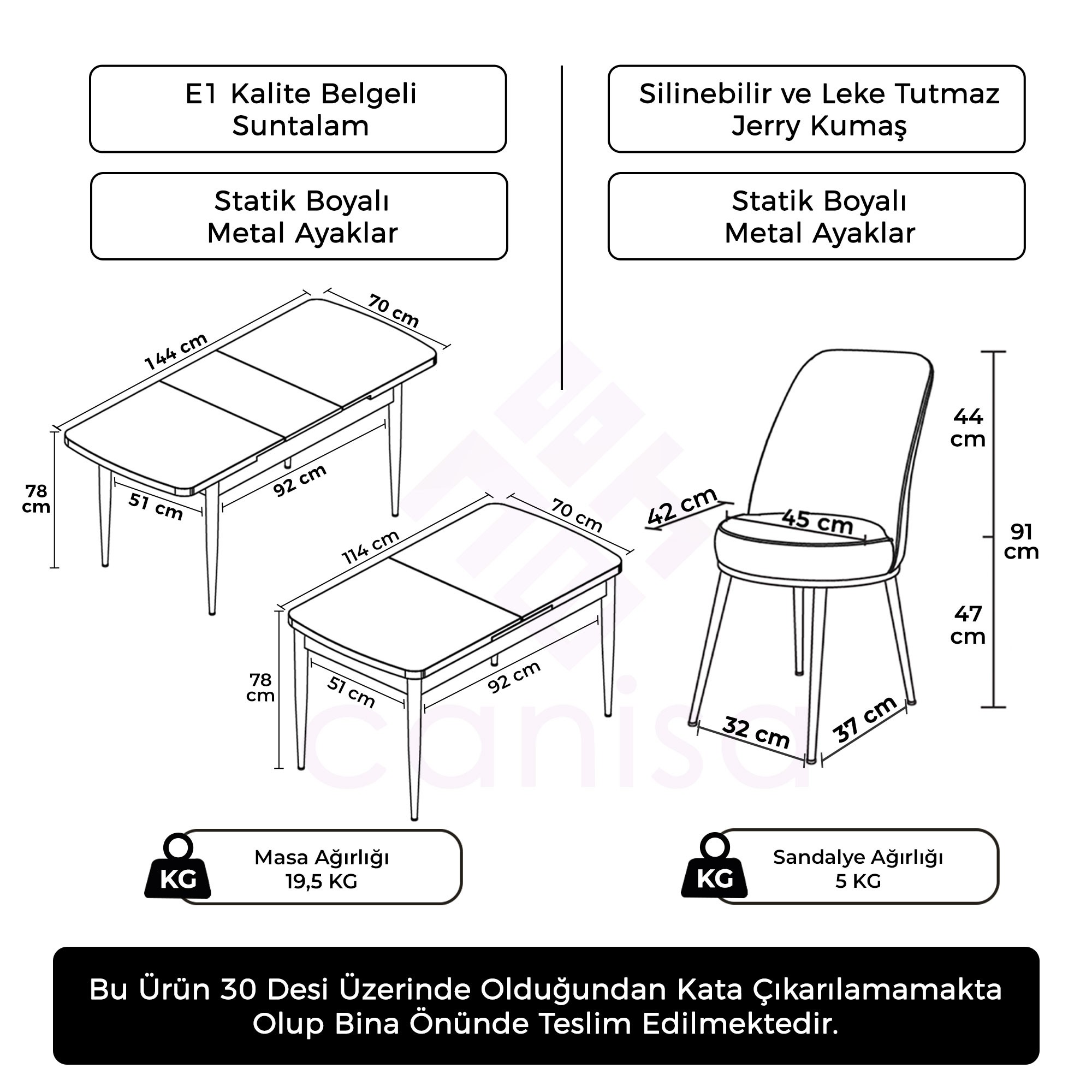 Kor Serisi 70x114 Açılabilir Beyaz Mutfak Masası Takımı Ve 4 Sandalye