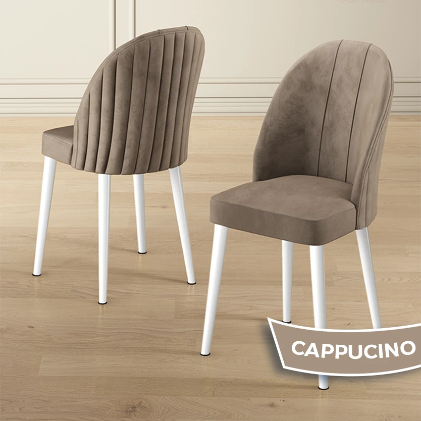 Kaye Serisi Mdf 90x168 Beyaz Mutfak Masası Takımı 6 Sandalye