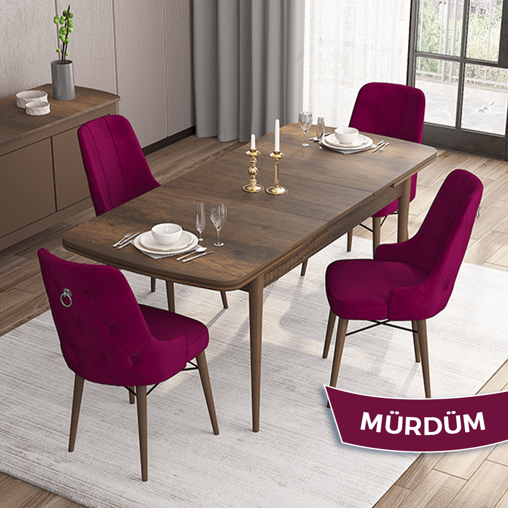 masa barok ahşap sandalyeler mürdüm