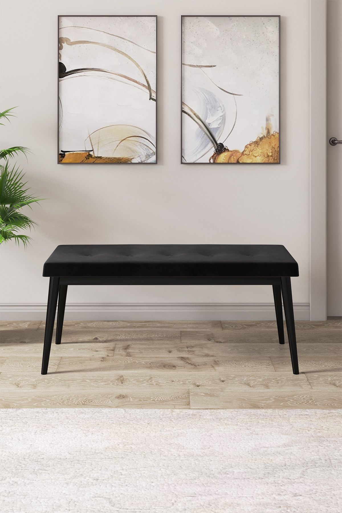 Lav Serisi 80x130 Sabit Siyah Mermer Desen Masa Takımı 4 Sandalye Ve 1 Bench