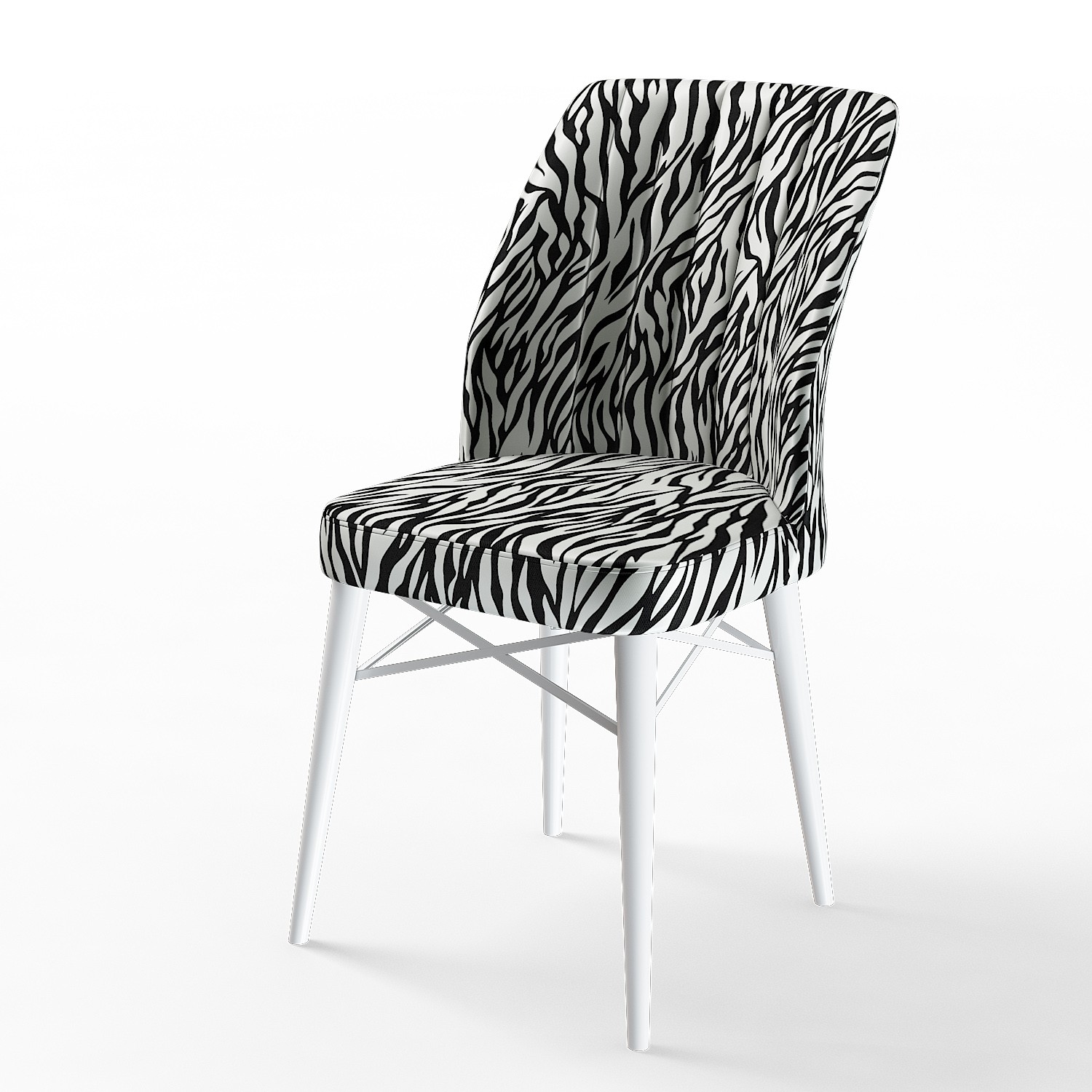 Zebra Desen Sandalye Beyaz Gürgen Ayak