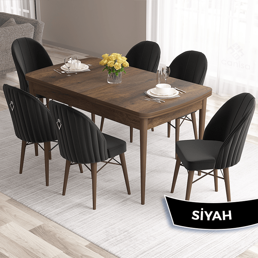 Sandalye Siyah masa siyah mermer desen