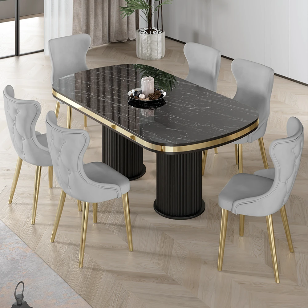 Galya Serisi Lak Panel 90x168 Sabit Sonata Mutfak Masa Takımı 6 Sandalye