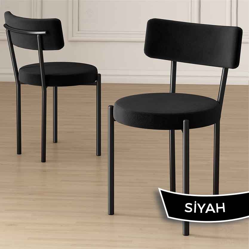 Puka Serisi 80x132 Açılabilir Siyah Mermer Desen Masa Takımı ve 6 Sandalye