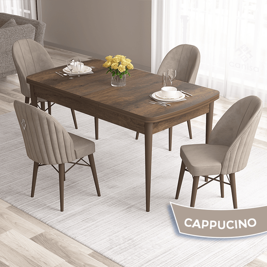 Sandalye Cappucino Masa Barok Ahşap Desen