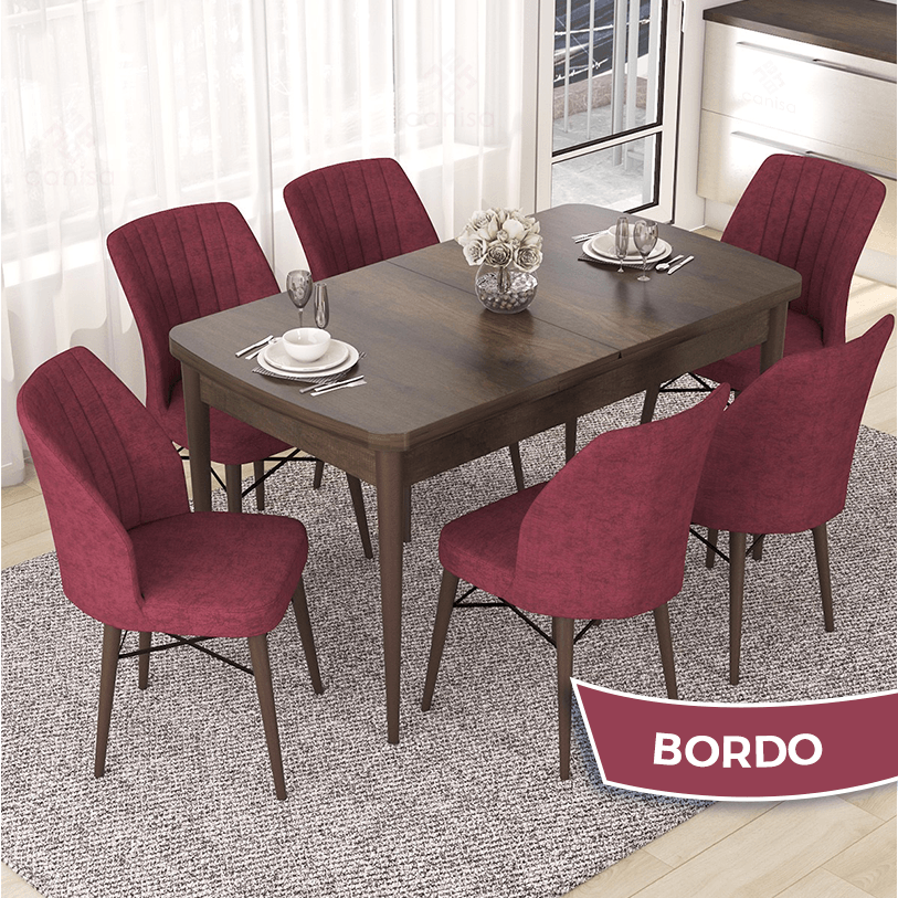 masa barok sandalyeler bordo