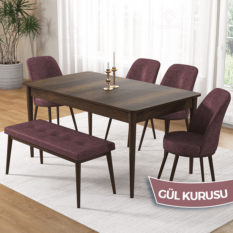 masa barok sandalye bench gülkurusu ayak kahve