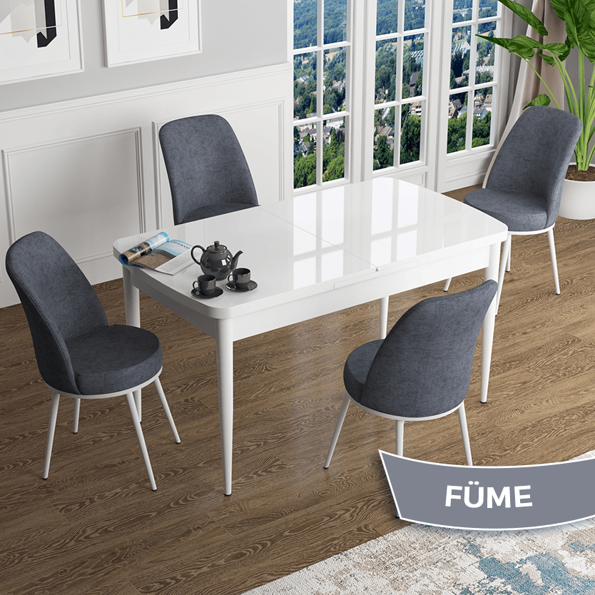 Beyaz Masa Füme Sandalye