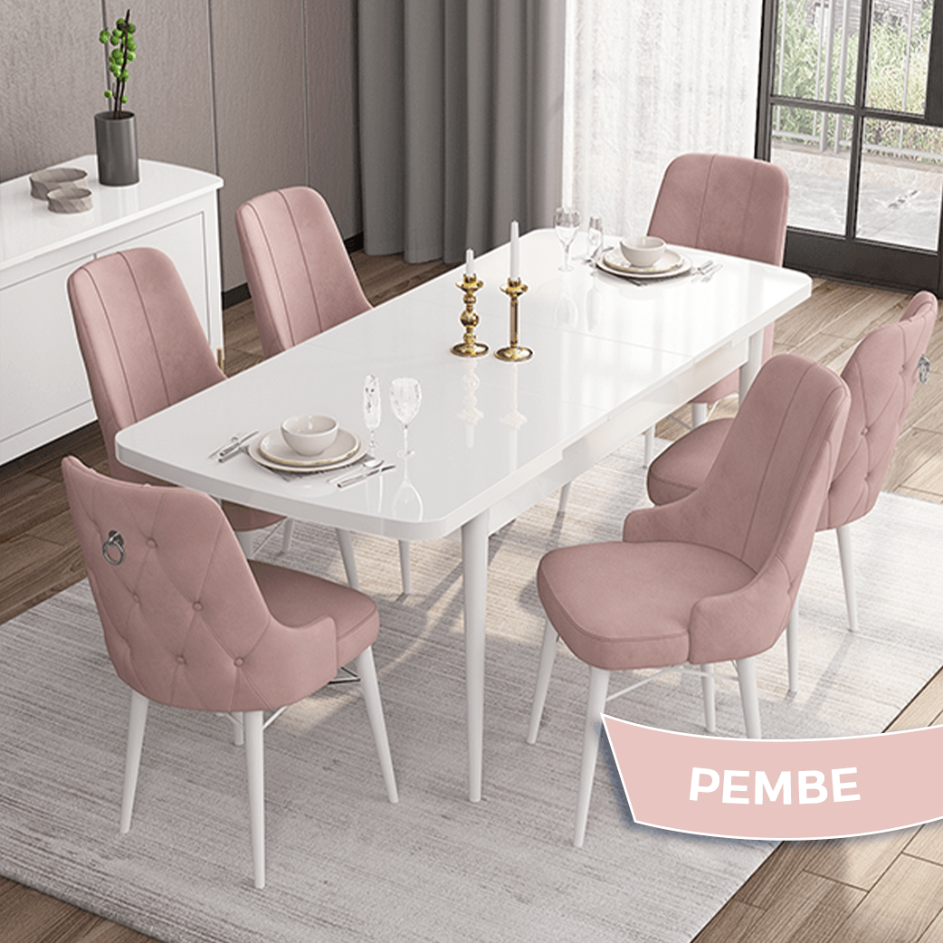 Pembe Sandalye Beyaz Ayak