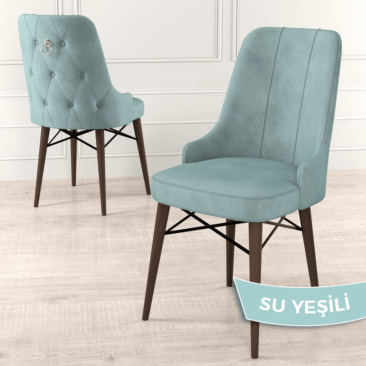 Taç Serisi 80x132 Açılabilir Gümüş Halka Barok Ahşap Desen Masa Takımı ve 4 Sandalye